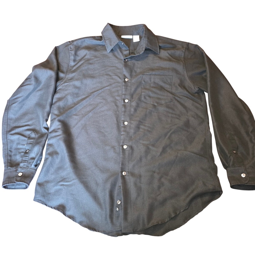 BREAKWATER Men's Black on Black‎ Stripes long-sleeved button-up shirt Size Med